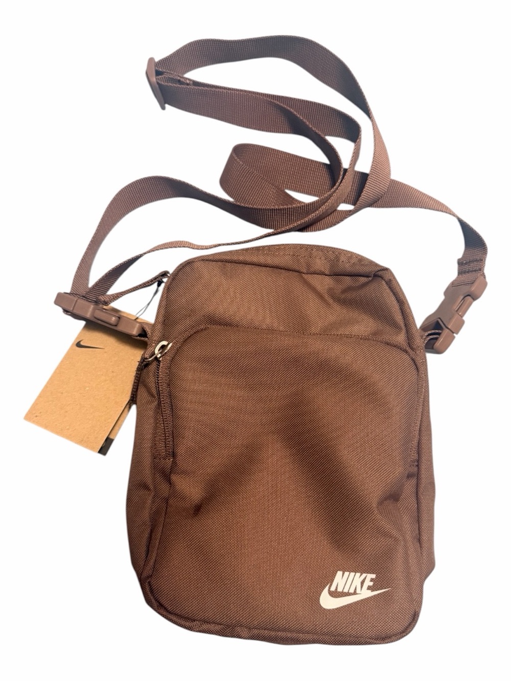 Nike Brown Shoulder Sling Bag with White Logo